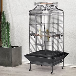 Yaheetech Open Playtop Bird Cage Cage, Hammered Black
