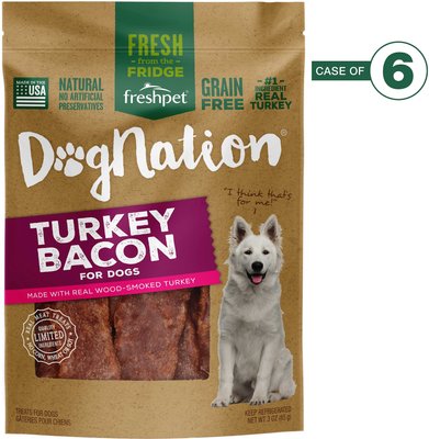 Freshpet Dognation Turkey Bacon Grain-Free Dog Treats, 3-oz bag, case of 6, slide 1 of 1