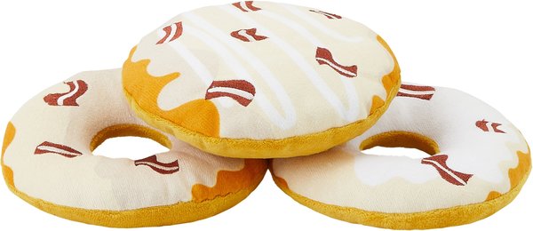 Frisco Maple Bacon Donuts Plush Squeaky Dog Toy, 3 count slide 1 of 5