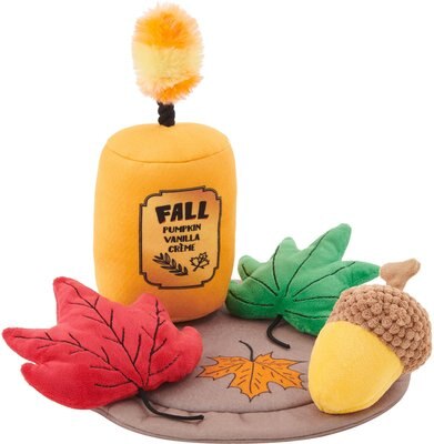 Frisco Fall Festive Candle Charger Plush Squeaky Dog Toy, 4 count, slide 1 of 1