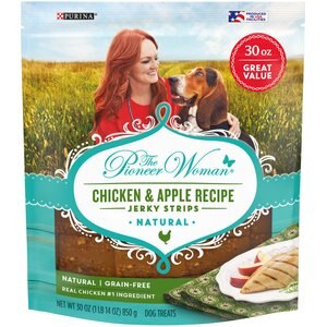 The Pioneer Woman Natural Chicken & Apple Recipe Jerky Strips Grain-Free Dog Treats, 30-oz pouch