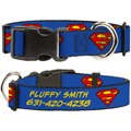 Buckle-Down DC Comics Superman Shield Polyester Personalized Dog Collar, Large
