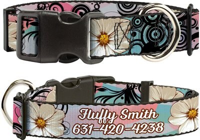 Buckle-Down Polyester Personalized Dog Collar, Flowers, slide 1 of 1
