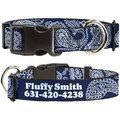 Buckle-Down Polyester Personalized Dog Collar, Paisley Blue & White, Large