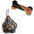 Littlearth NFL Licensed Super Fan Plush & Squeaky Tug Bone Dog Toys, Cincinnati Bengals