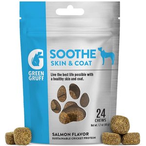 Green Gruff Soothe Skin & Coat Health Salmon Flavor Soft Chew Dog Supplement, 24 count