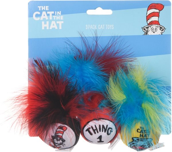 Dr. Seuss The Cat In The Hat Jingle Bell Feather Cat Toy, 3 count slide 1 of 3