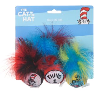 Dr. Seuss The Cat In The Hat Jingle Bell Feather Cat Toy, 3 count