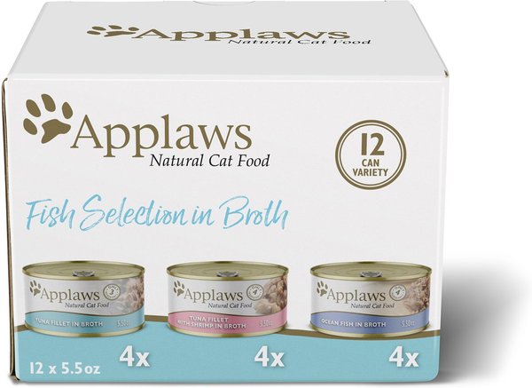 Applaws Fish Selection in Broth Variety Pack Wet Cat Food, 5.5-oz can, case of 12 slide 1 of 7