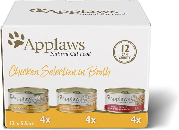 Applaws Chicken Selection in Broth Variety Pack Wet Cat Food, 5.5-oz can, case of 12 slide 1 of 7