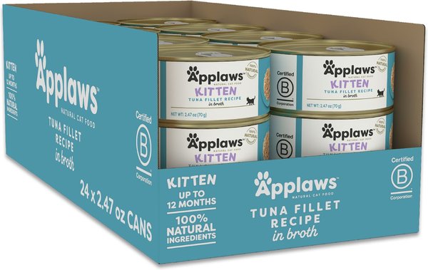 Applaws Tuna Fillet in Broth Wet Kitten Food, 2.47-oz can, case of 24 slide 1 of 7