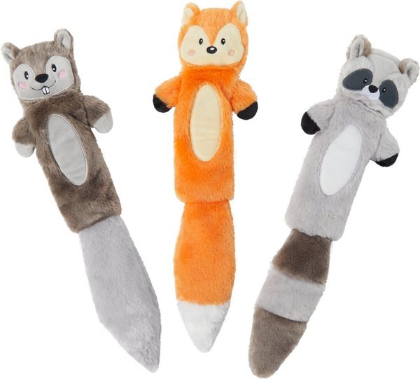Frisco Forest Friends Stuffing-Free Skinny Plush Squeaky Dog Toy, 3 count slide 1 of 4