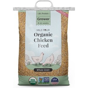 Mile Four 18% Organic Whole Grain Grower Chicken & Duck Feed, 23-lb bag