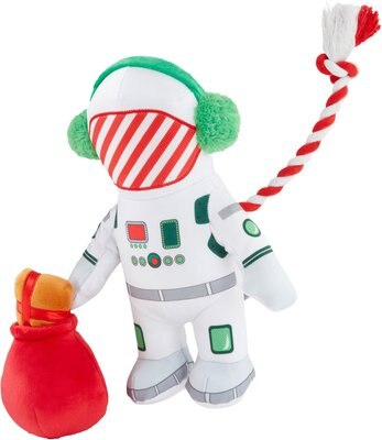 Frisco Holiday Astronaut Ballistic Nylon Plush with Rope Squeaky Dog Toy, slide 1 of 1