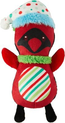 Frisco Holiday Penguin & Cardinal Reversible Plush Squeaky Dog Toy, slide 1 of 1