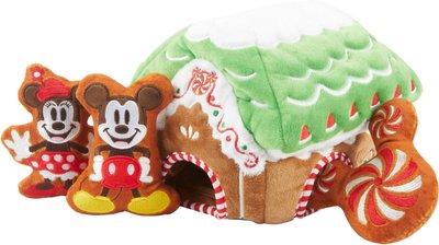 Disney Holiday Mickey & Minnie Mouse Gingerbread House Hide & Seek Puzzle Plush Squeaky Dog Toy, slide 1 of 1
