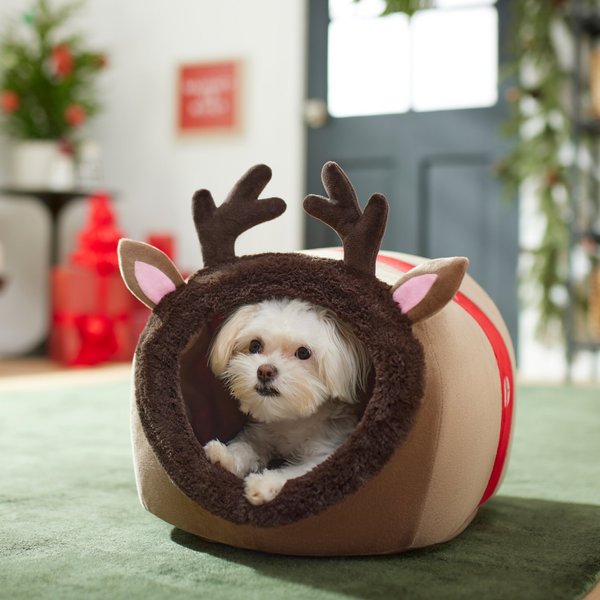Frisco Holiday Dog & Cat Reindeer Cave Bed slide 1 of 6