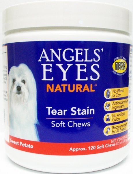 Angels’ Eyes Natural Sweet Potato Flavored Soft Chews Tear Stain Supplement for Dogs & Cats, 120 count slide 1 of 3