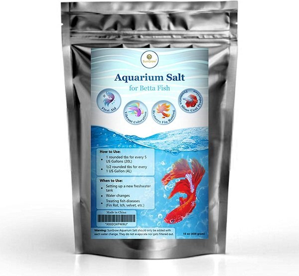 SunGrow Betta Fish Water Conditioner & Treatment Freshwater Fish Aquarium Salt, 16-oz bag slide 1 of 3