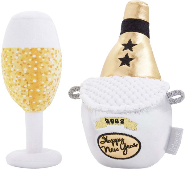 Frisco New Year's Eve Champagne & Flute Plush Squeaky Dog Toy, 2 count, Small/Medium slide 1 of 4