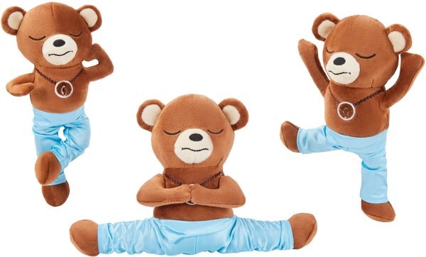 Frisco Yoga Bear Plush Squeaky Dog Toy, 3 count slide 1 of 3