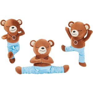 Frisco Yoga Bear Plush Squeaky Dog Toy, 3 count