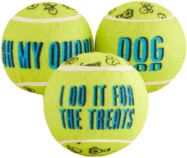 Frisco Motivational Tennis Balls Plush Squeaky Dog Toy, 3 count slide 1 of 3