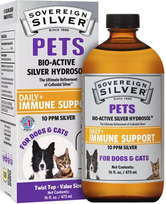 Sovereign Silver Pets Daily+ Immune Support Bio-Active Silver Hydrosol Small Dog & Cat Supplement, slide 1 of 1