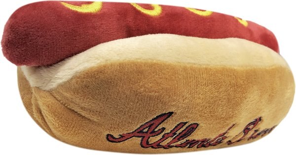 Pets First MLB Hot Dog Dog Toy, Atlanta Braves slide 1 of 2