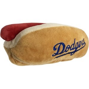 Pets First MLB Hot Dog Dog Toy, Los Angeles Dodgers
