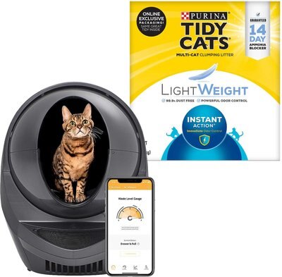 Litter-Robot WiFi Enabled Automatic Self-Cleaning Cat Litter Box + Tidy Cats Lightweight Instant Action Scented Clumping Clay Cat Litter, slide 1 of 1