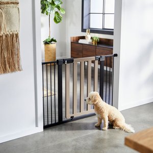 Frisco Wood & Metal Extra Wide Auto-close Dog Gate, 30-in, Gray