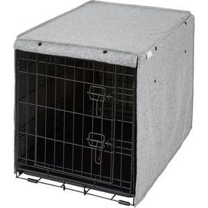 Frisco Faux linen  Dog Crate Cover, Gray, 30-in
