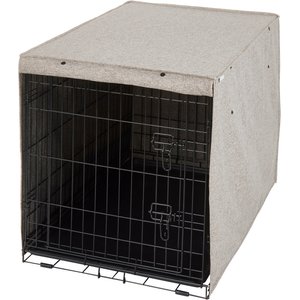 Frisco Faux linen  Dog Crate Cover, Brown, 36in