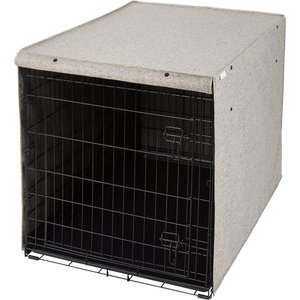 Frisco Faux linen  Dog Crate Cover, Brown, 42in