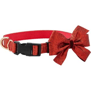 Frisco Glitter Dog Collar with Removeable Glitter Bow, Red, SM - Neck: 10-14-in, Width: 5/8-in