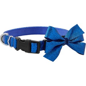 Frisco Glitter Dog Collar with Removeable Glitter Bow, Blue, LG - Neck: 18 - 22-in, Width: 1-in