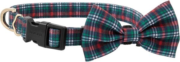 Frisco Festive Plaid Dog Collar with Removeable Plaid Bow, Green Plaid, MD - Neck: 14 - 20-in, Width: 3/4-in slide 1 of 6