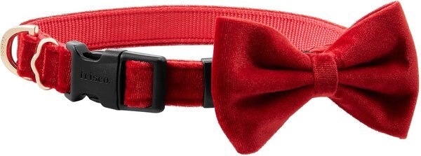 Frisco Velvet Dog Collar With Removeable Velvet Bow, Red, MD - Neck: 14 - 20-in, Width: 3/4-in slide 1 of 6