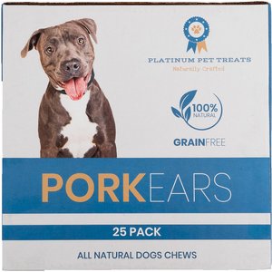 Platinum Pet Treats Pork Ears Dog Treats, 25 count