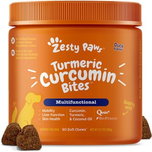 Zesty Paws Turmeric Curcumin Bites Duck Flavored Soft Chews Multivitamin for Dogs, 180 count