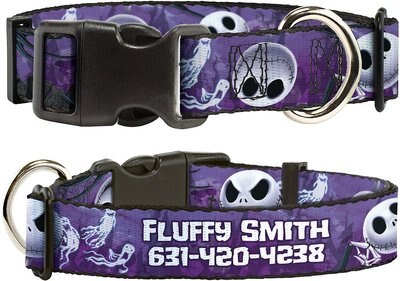Buckle-Down Disney Nightmare Before Christmas Jack Expressions/Ghosts in Cemetery Personalized Dog Collar, slide 1 of 1