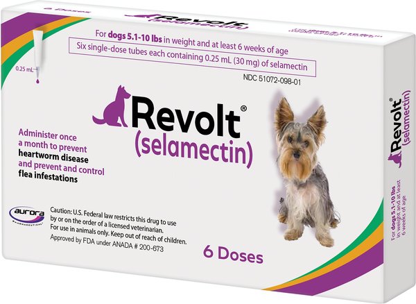 Revolt Topical Solution for Dogs, 5.1-10 lbs, (Purple Box), 6 Doses (6-mos. supply) slide 1 of 2