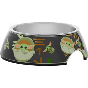 STAR WARS THE MANDALORIAN GROGU AUREBESH Non-Skid Stainless Steel with Melamine Stand Dog & Cat Bowl, 0.75 cups