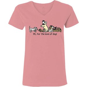 Teddy the Dog Oh, For The Love Of Dog! Ladies V-Neck T-Shirt, Mauvelous, Small