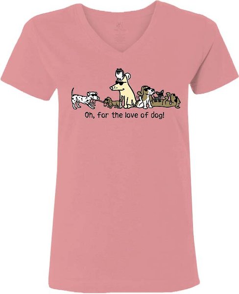 Teddy the Dog Oh, For The Love Of Dog! Ladies V-Neck T-Shirt, Mauvelous, Medium slide 1 of 2