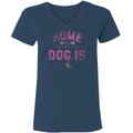 Teddy the Dog Home is Where the Dog Is Ladies V-Neck T-Shirt, Navy, 3X-Large