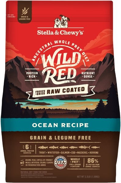Stella & Chewy's Wild Red Raw Coated Kibble Grain-Free Ocean Recipe Dry Dog Food, 3.5-lb bag slide 1 of 10
