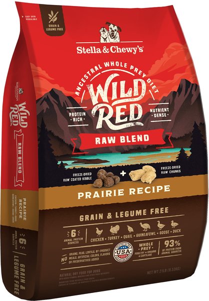 Stella & Chewy's Wild Red Raw Blend Kibble Grain-Free Prairie Recipe Dry Dog Food, 21-lb bag slide 1 of 10