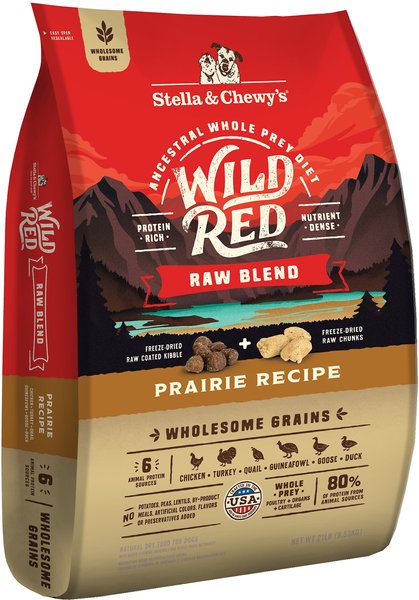 Stella & Chewy's Wild Red Raw Blend Kibble Wholesome Grains Prairie Recipe Dry Dog Food, 21-lb bag slide 1 of 6